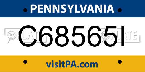 C68565I Pennsylvania License Plate