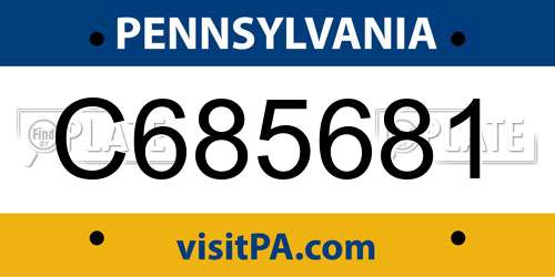 C685681 Pennsylvania License Plate