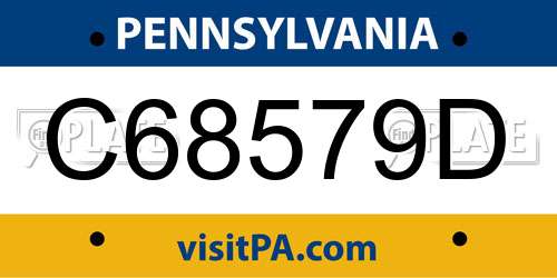 C68579D Pennsylvania License Plate