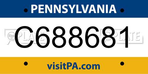 C688681 Pennsylvania License Plate