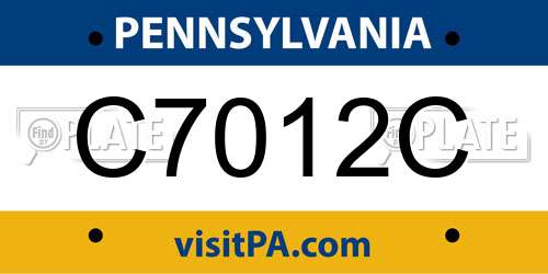 C7012C Pennsylvania License Plate