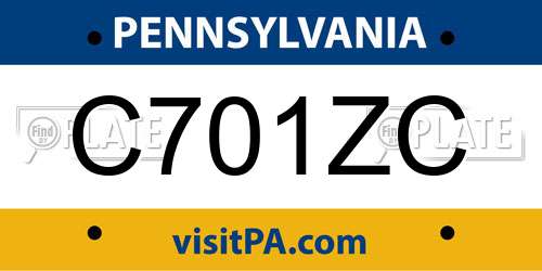 C701ZC Pennsylvania License Plate