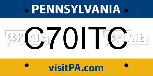 C70ITC Pennsylvania License Plate