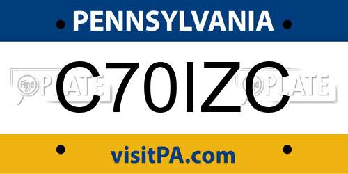 C70IZC Pennsylvania License Plate