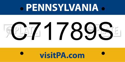 C71789S Pennsylvania License Plate