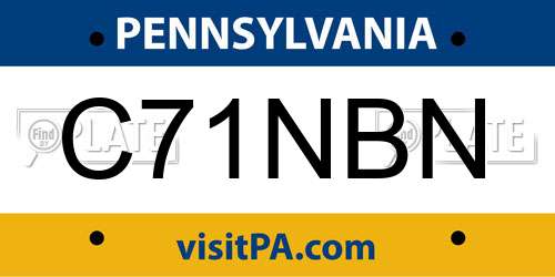 C71NBN Pennsylvania License Plate