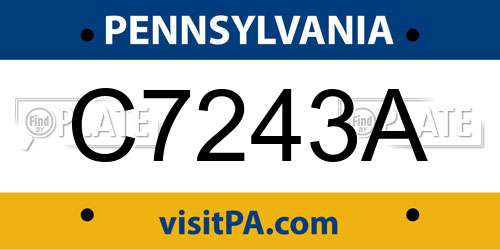 C7243A Pennsylvania License Plate