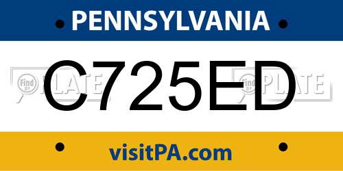 C725ED Pennsylvania License Plate