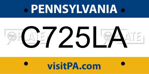 C725LA Pennsylvania License Plate