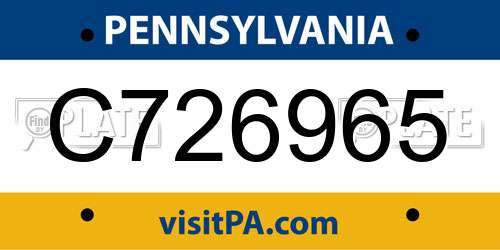 C726965 Pennsylvania License Plate