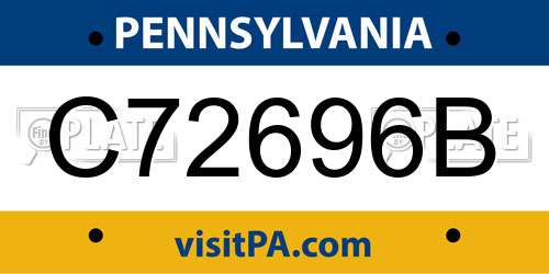 C72696B Pennsylvania License Plate