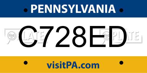 C728ED Pennsylvania License Plate