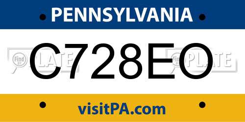 C728EO Pennsylvania License Plate