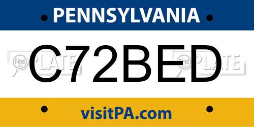 C72BED Pennsylvania License Plate