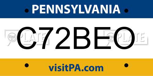 C72BEO Pennsylvania License Plate