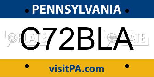 C72BLA Pennsylvania License Plate