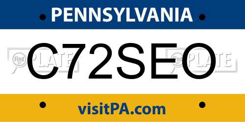 C72SEO Pennsylvania License Plate
