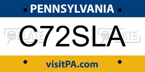 C72SLA Pennsylvania License Plate