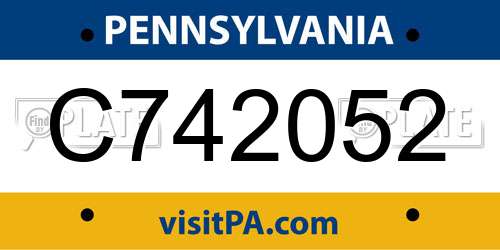 C742052 Pennsylvania License Plate