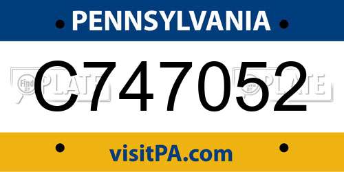 C747052 Pennsylvania License Plate