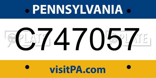 C747057 Pennsylvania License Plate