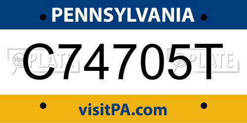 C74705T Pennsylvania License Plate