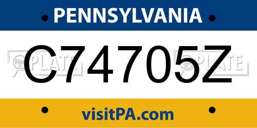 C74705Z Pennsylvania License Plate