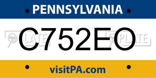 C752EO Pennsylvania License Plate