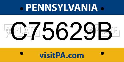 C75629B Pennsylvania License Plate