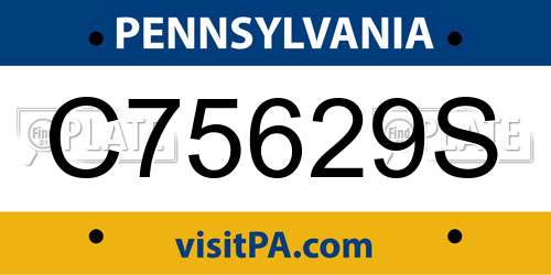 C75629S Pennsylvania License Plate