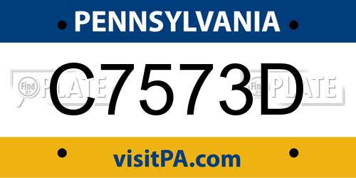 C7573D Pennsylvania License Plate