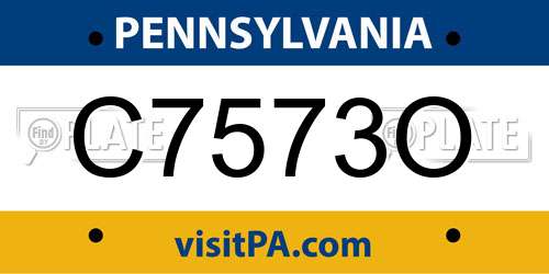 C7573O Pennsylvania License Plate