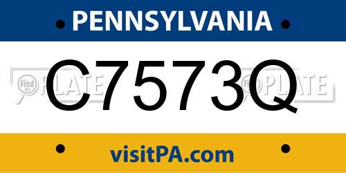C7573Q Pennsylvania License Plate