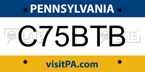C75BTB Pennsylvania License Plate