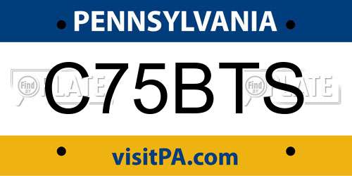 C75BTS Pennsylvania License Plate