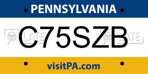 C75SZB Pennsylvania License Plate