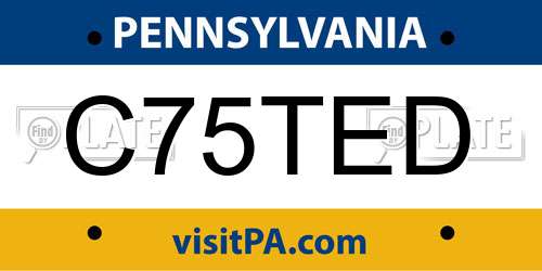 C75TED Pennsylvania License Plate