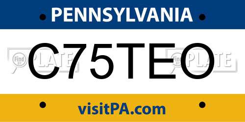 C75TEO Pennsylvania License Plate
