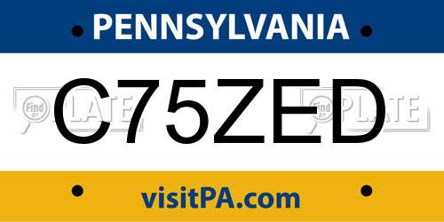 C75ZED Pennsylvania License Plate