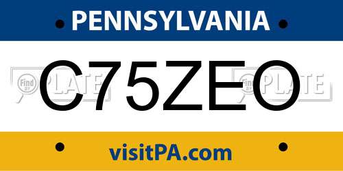 C75ZEO Pennsylvania License Plate