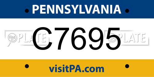 C7695 Pennsylvania License Plate