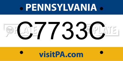 C7733C Pennsylvania License Plate