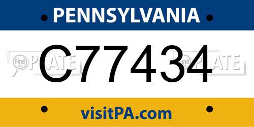 C77434 Pennsylvania License Plate