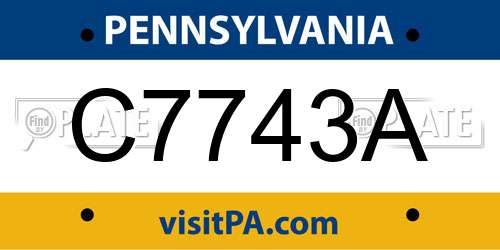 C7743A Pennsylvania License Plate