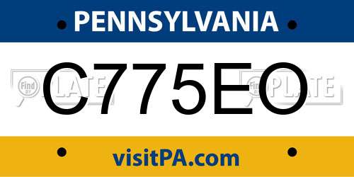 C775EO Pennsylvania License Plate