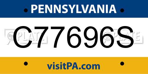 C77696S Pennsylvania License Plate