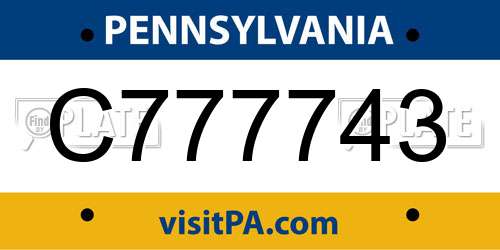 C777743 Pennsylvania License Plate