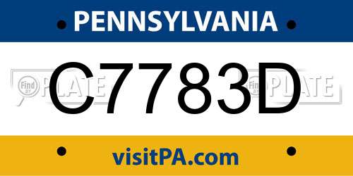 C7783D Pennsylvania License Plate