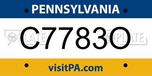 C7783O Pennsylvania License Plate