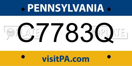 C7783Q Pennsylvania License Plate